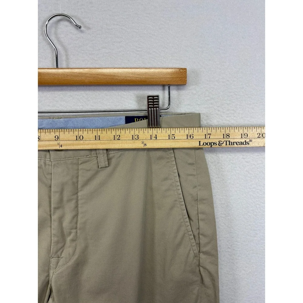 Preppy Old Money Polo Ralph Lauren Mens 32x32 Tan Stretch Straight Fit Chinos